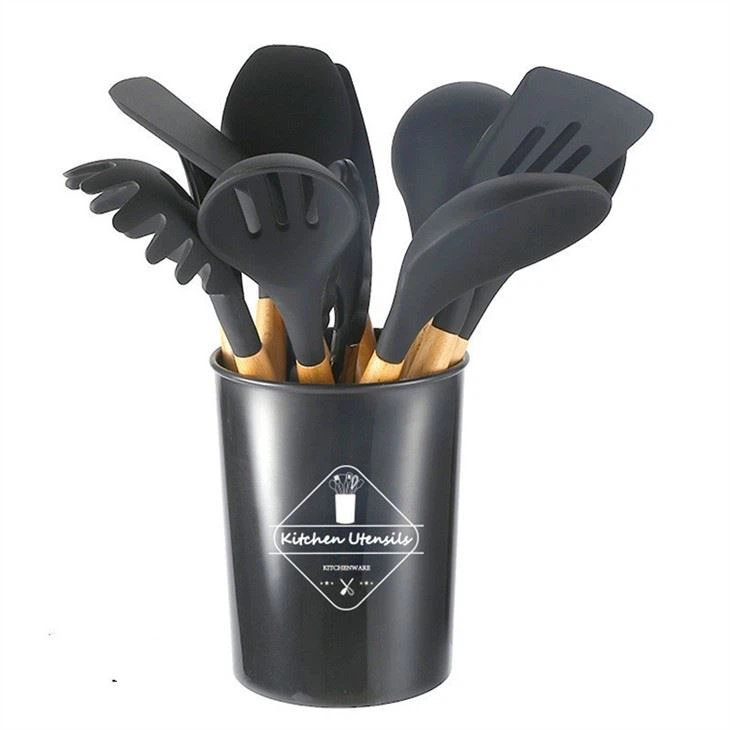 Silicone Ladle Set With Wood Handle